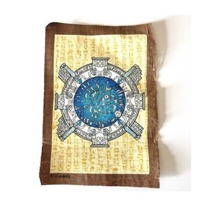 Ancient Egyptian Astrological Calendar on Dark Papyrus - 9"x13"
